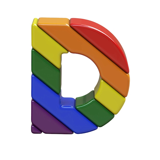 Símbolo en los colores de la bandera LGBT letra d