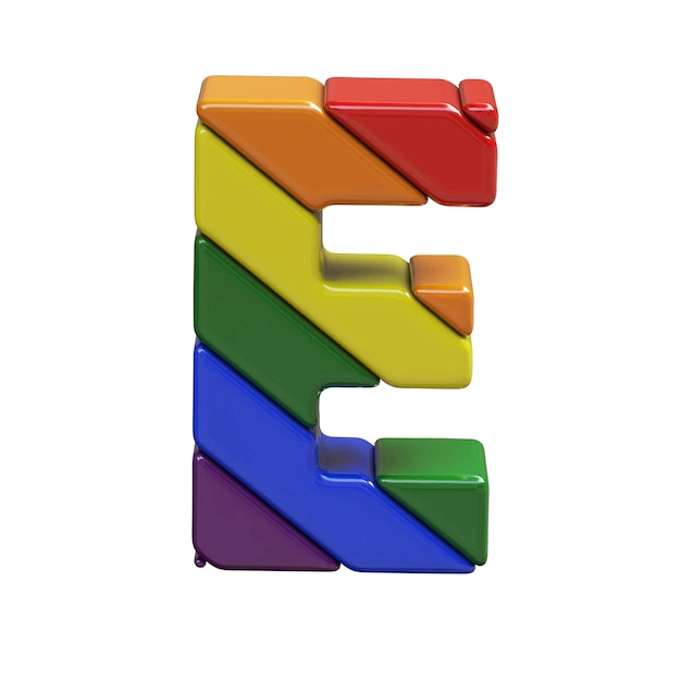 Símbolo en los colores de la bandera LGBT letra e