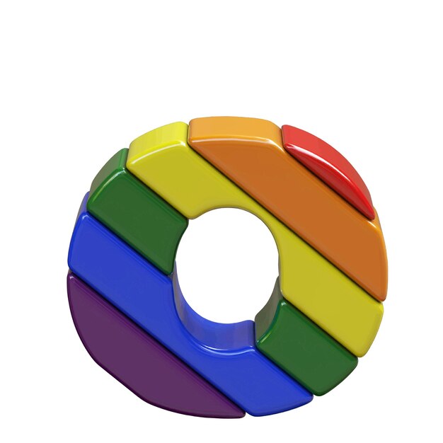 Símbolo en los colores de la bandera LGBT letra o