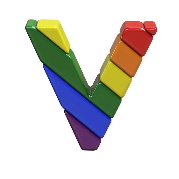 Símbolo en los colores de la bandera LGBT letra v