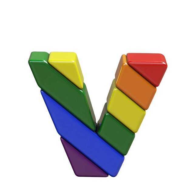 Vector símbolo en los colores de la bandera lgbt letra v