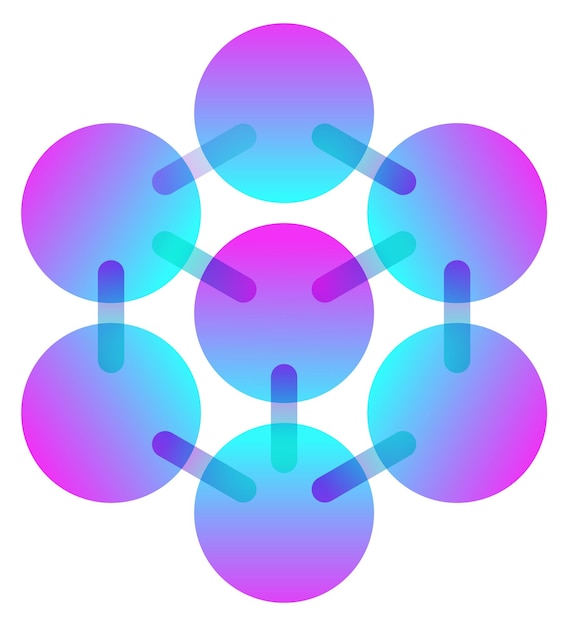 Símbolo colorido de investigación científica Logotipo de molécula química aislado sobre fondo blanco