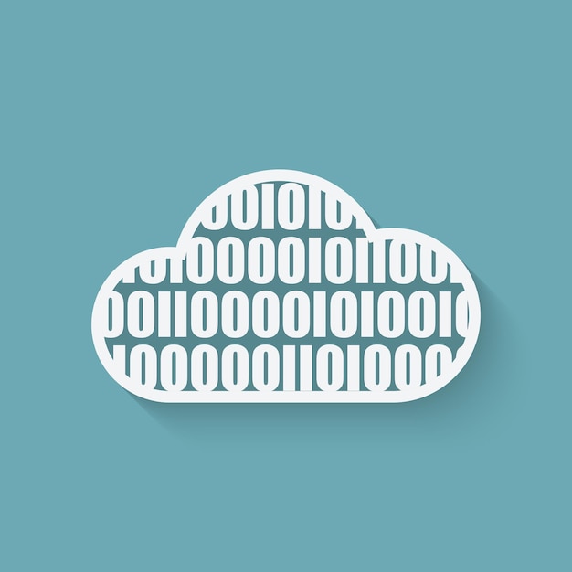Símbolo del concepto de computadora en la nube con código binario