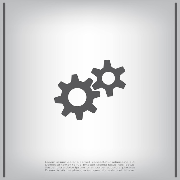 Símbolo de configuración de engranajes Ilustración vectorial sobre fondo gris Eps 10