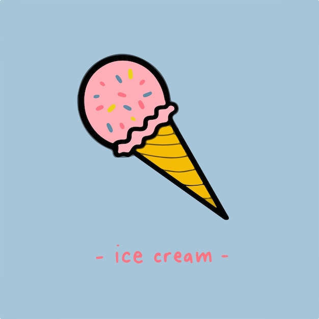 Símbolo cono helado fresa ilustración vector comida deliciosa