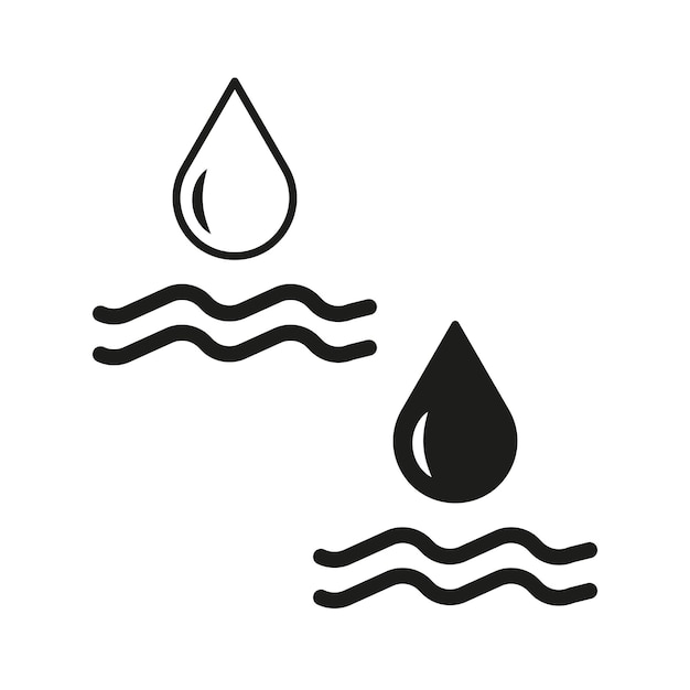 Símbolo de conservación del agua Icono de gotas y olas Ilustración vectorial EPS 10