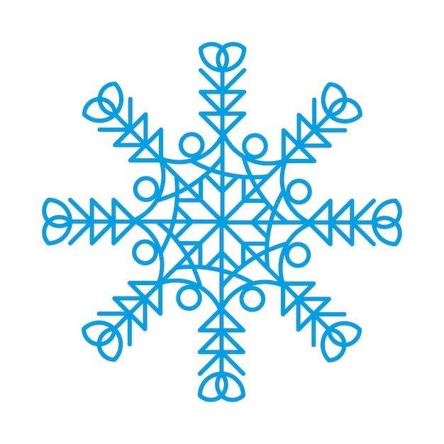 Símbolo de copo de nieve silueta azul aislado sobre fondo blanco.