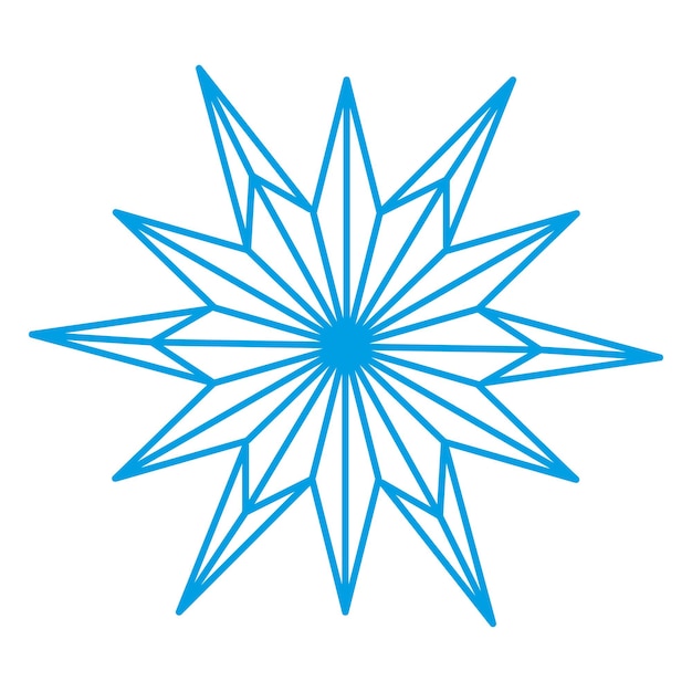 Símbolo de copo de nieve silueta azul aislado sobre fondo blanco.