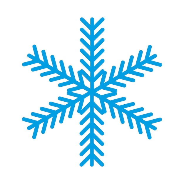 Símbolo de copo de nieve silueta azul aislado sobre fondo blanco.