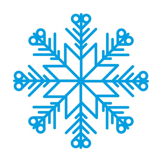 Símbolo de copo de nieve silueta azul aislado sobre fondo blanco.