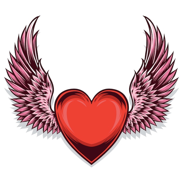 Símbolo del corazón con alas
