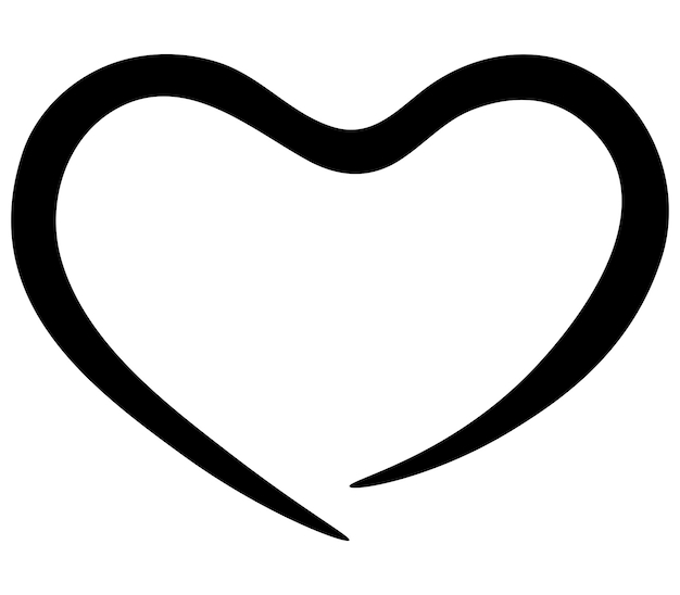 Símbolo del corazón amor y romance ilustración vectorial contorno en fondo aislado estilo doodle