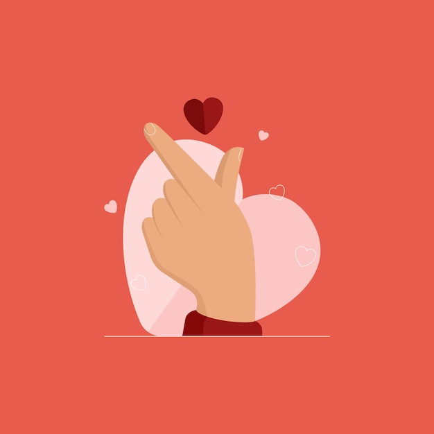 Símbolo de corazón de dedo coreano, gesto de mano para propuesta de amor, concepto de celebración del día de san valentín