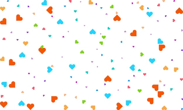 Símbolo de corazón en fondo blanco con estilo de confeti esparcido Templo de celebración de diseño de confeti en forma de corazón de color aleatorio