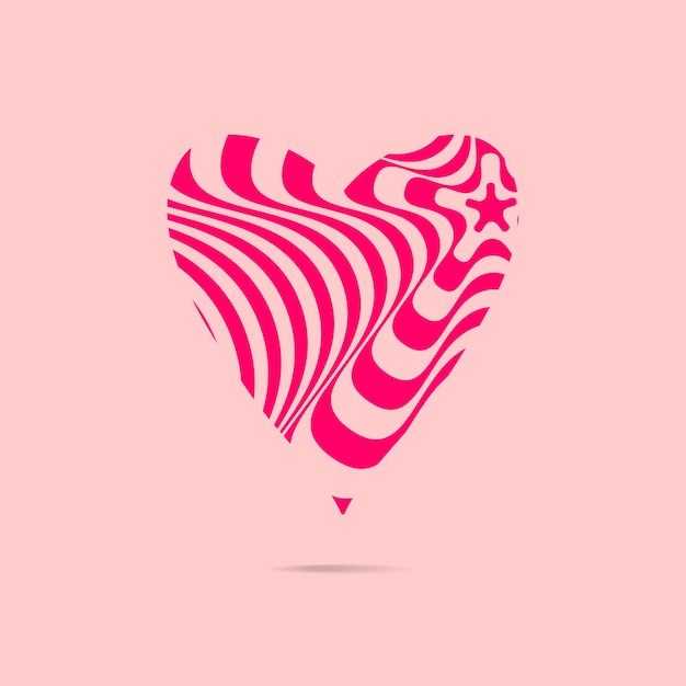 Vector símbolo de corazón a rayas de ilusión óptica