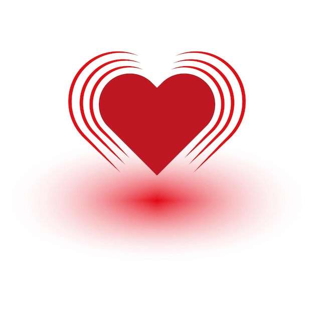 Símbolo de corazón rojo Forma de amor vibrante Diseño brillante romántico Icono de pasión mínimo