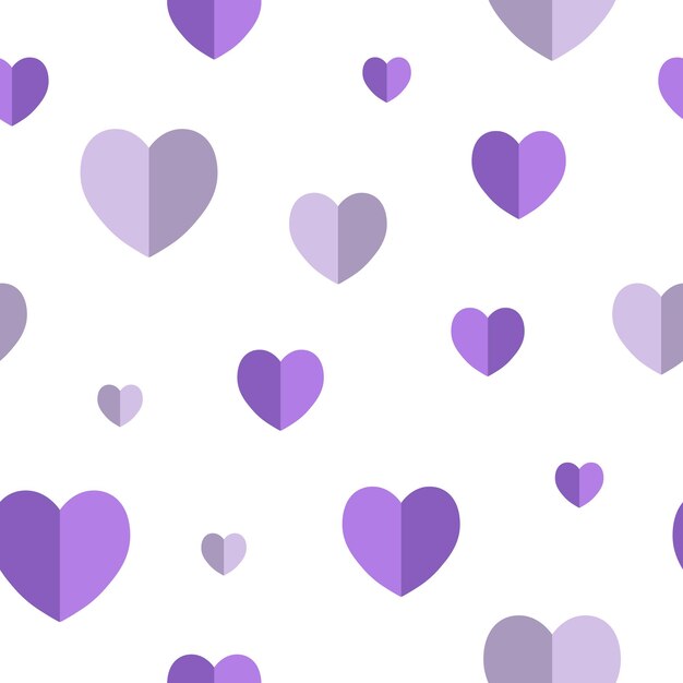 Un símbolo de corazones de lavanda, patrón sin costuras. Perfecto para decoración, papel de regalo, tela, postales.