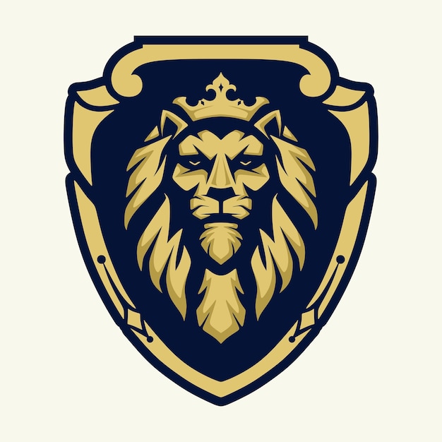 Vector símbolo de la corona del rey león real logotipo elegante del animal leo dorado icono de identidad de marca de lujo premium ve