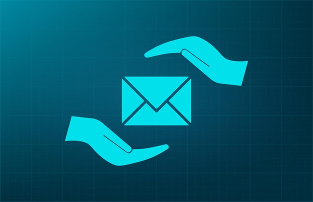 Símbolo de correo Ilustración vectorial en fondo azul Eps 10