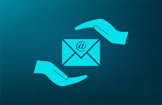 Símbolo de correo Ilustración vectorial en fondo azul Eps 10