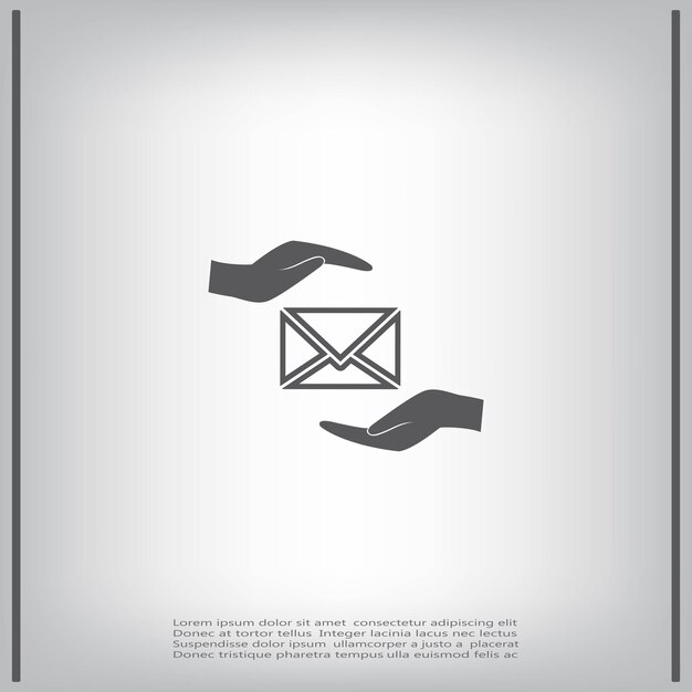 Símbolo de correo Ilustración vectorial sobre fondo gris Eps 10