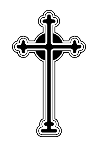 Símbolo de la cruz cristiana gótica Ilustración vectorial plana