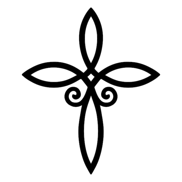 Símbolo de cruz floral decorativa celta estilo tatuaje tribal silueta negra