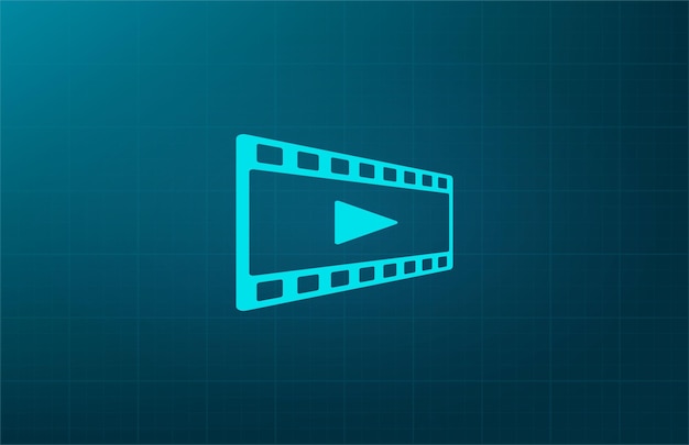 Símbolo de cuadro de vídeo Ilustración vectorial en fondo azul Eps 10