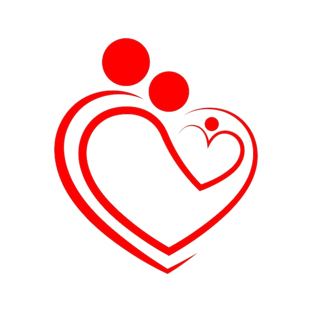 Símbolo de cuidado familiar en forma de corazón. ilustración vectorial Concepto de la familia feliz en diseño plano