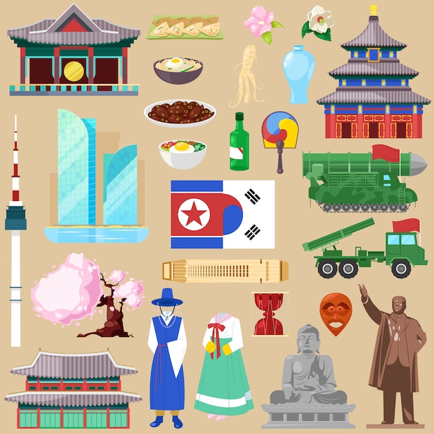 Símbolo de la cultura tradicional coreana de Corea del sur o Corea del norte ilustración turismo