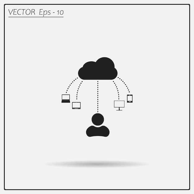 Símbolo de descarga de nubes Ilustración vectorial en un fondo claro Eps 10