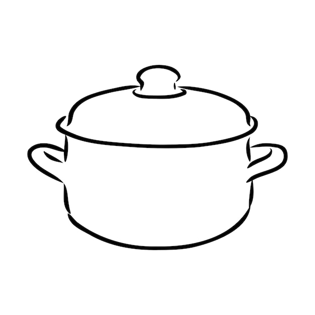 Vector símbolo de dibujo de cazo dibujado a mano. elemento de olla de vector en estilo de moda. dibujo vectorial de pan
