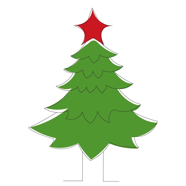 símbolo de dibujo de línea de árbol verde vector aislado