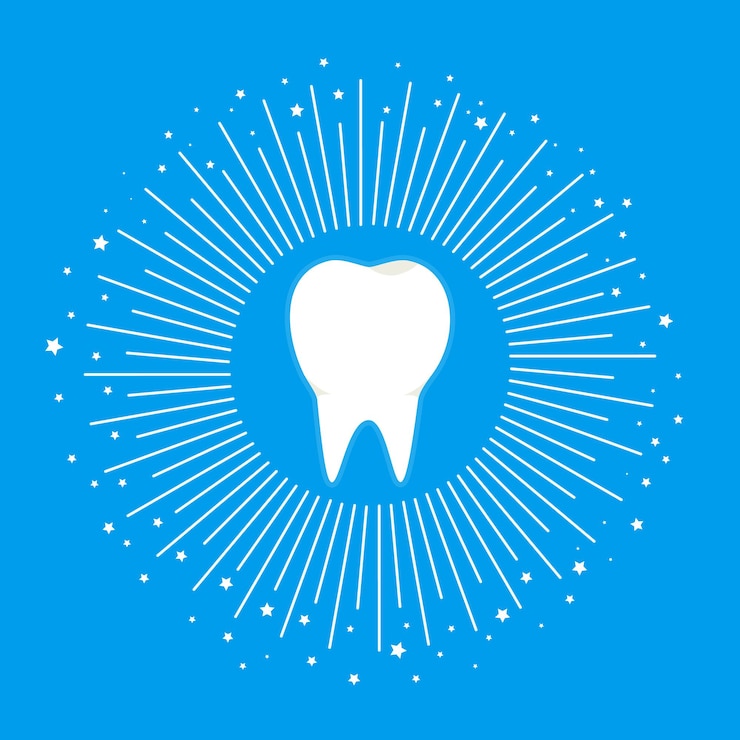 Vector símbolo de diente de salud limpio brillante blanco plano