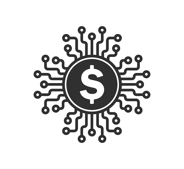 Símbolo de dinero digital en línea de dólar Web Signo de tecnología de criptomonedas Ilustración vectorial im