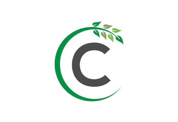 Símbolo de diseño del icono de crecimiento de la hoja de la letra C