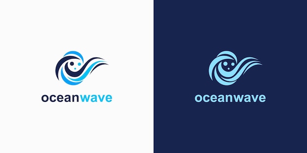 Símbolo de diseño de logotipo de olas oceánicas con un concepto único de vector premium