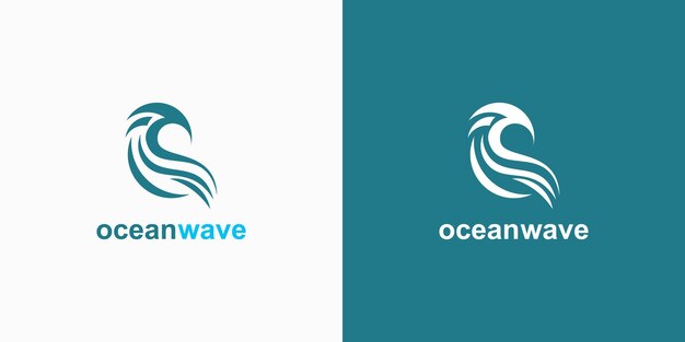 Vector símbolo de diseño de logotipo de olas oceánicas con un concepto único de vector premium