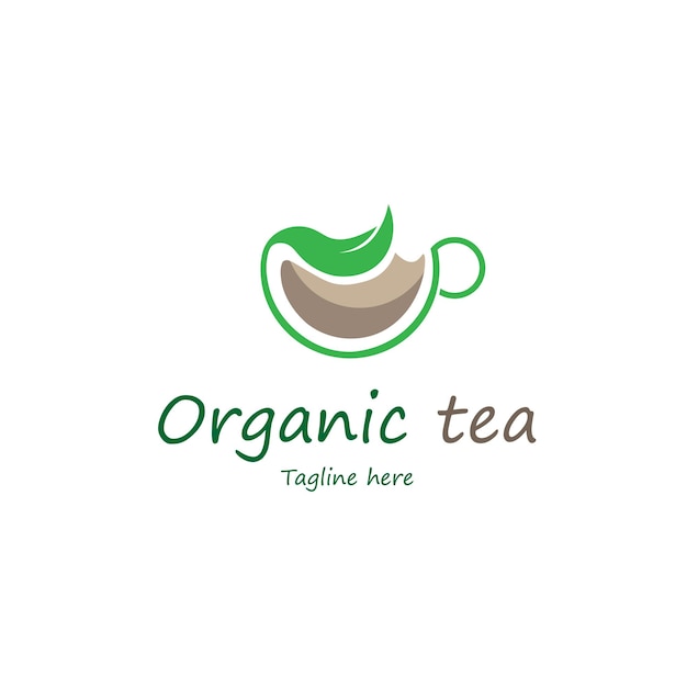 Símbolo de diseño de logotipo de té orgánico