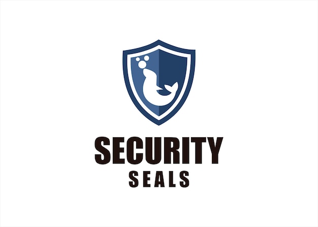 símbolo de diseño de logotipo de tecnología de datos de seguridad de animales de leones marinos