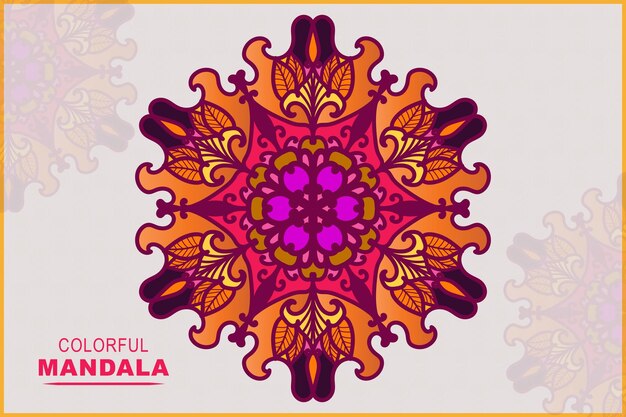 Símbolo de diseño de mandala de formas redondas florales coloridas de vector libre