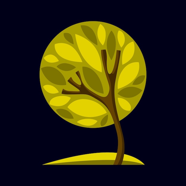 Símbolo de diseño natural estilizado artístico, ilustración de árbol creativo. Se puede utilizar como concepto de ecología y conservación del medio ambiente.