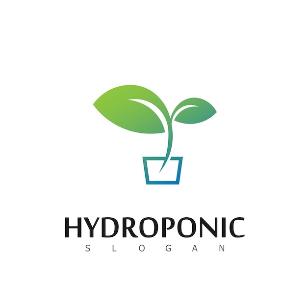 Símbolo de diseño natural del logotipo de la naturaleza hidropónica