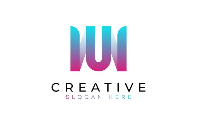 Símbolo de diseño vectorial de la letra creativa moderna wu y uw del logotipo