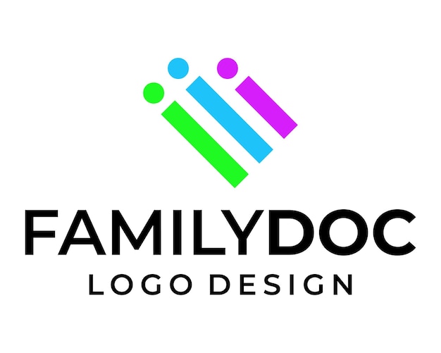 Símbolo del documento y diseño del logotipo de la familia humana.
