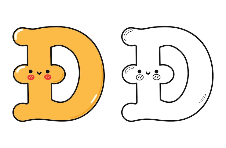 Vector símbolo de dogecoin signo contorno de carácter ilustración de dibujos animados para colorear libro vector dibujado a mano