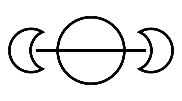 Símbolo de eclipse oscuro de luna creciente línea vectorial espacio e iconos de astronomía conjunto logotipo en blanco y negro
