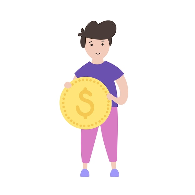 Símbolo de educación financiera infantil. Inversión, banco de planificación presupuestaria y símbolo de moneda.