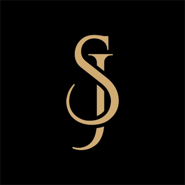 Símbolo elegante del diseño del logotipo inicial de SJ