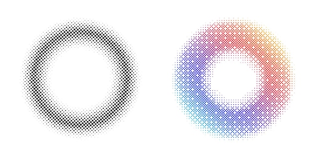 Símbolo de elementos de diseño Icono editable Círculos de semitono patrón de punto de semitono sobre fondo blanco Marco de ilustración vectorial eps 10 con puntos aleatorios abstractos negros para tecnología cosmética